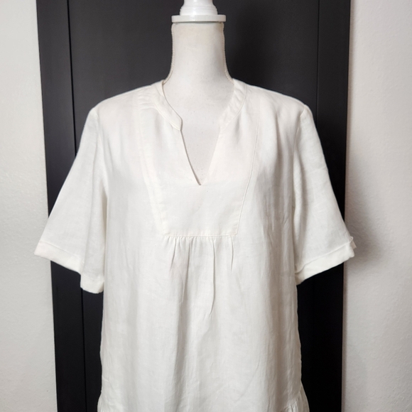 GRAE COVE WHITE LINEN TIERD DRESS SIZE MEDIUM - Picture 3 of 7